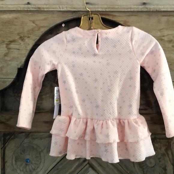 TAHARI GIRL PINK RUFFLED DRESS 4 T STARS - Picture 3 of 7